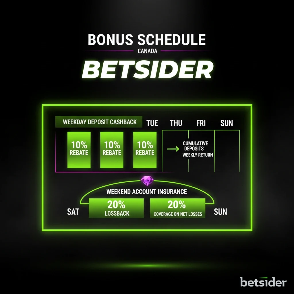 Diagram showing weekly cashback schedules and weekend loss insurance timelines