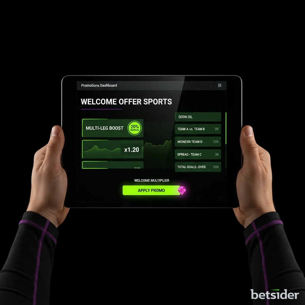 Betsider promotions page displaying rollover requirements and sports bonus progress.