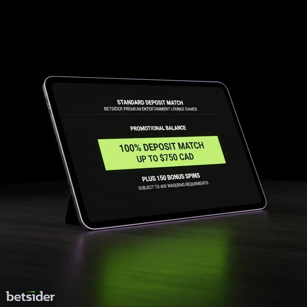 Match bonus promotional balance display on tablet screen