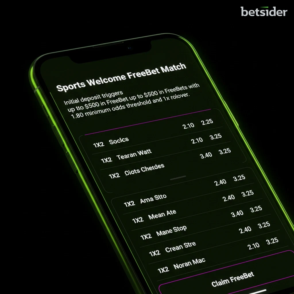 Sports betting interface displaying live match odds on a mobile screen